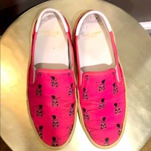 Saint Laurent low top canvas leather skull sneaker